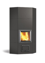 Heat storing fireplace NunnaUuni BLANKA ANGOLO CERAMIC NEGRO