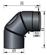 Põlv reguleeritav puhastusluugiga 0-90 kraadi
